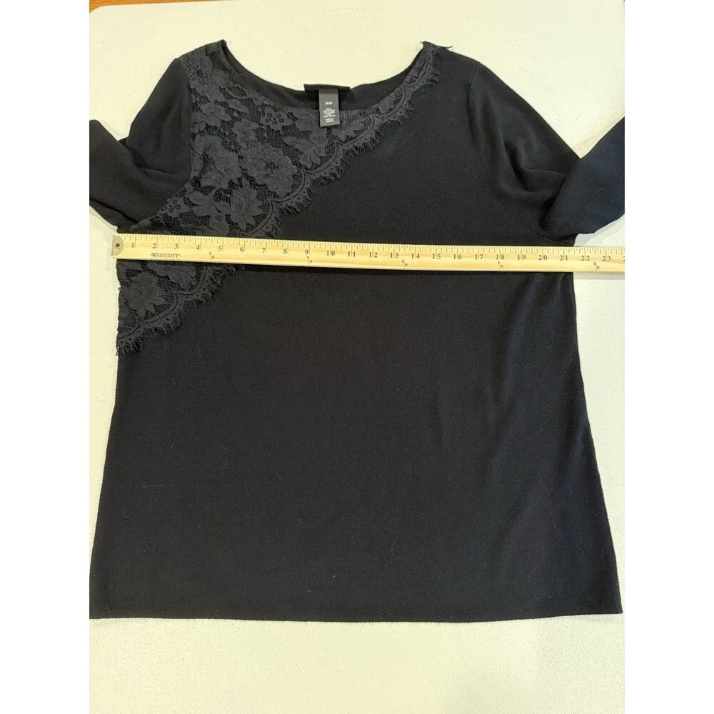 Lane Bryant 3/4 Sleeve Knit Sweater Womens 18/20 Black Lace Stretch Travel